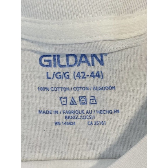 Disc Golf Shirt ADDICTED Basket Red Logo L Graphic T-Shirt Gildan White - Picture 6 of 10